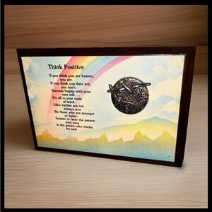 Vintage 1979 Paula “Think Positive” Plaque – Rainbow Quote Wall Art